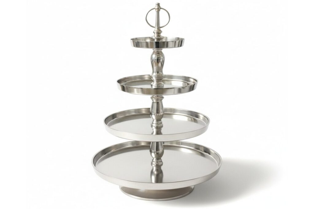 Silver 4 Tier Cake Stand ( XLGE) Round